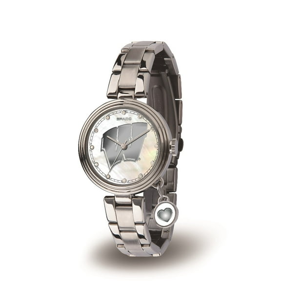 Wisconsin Badgers Charm Watch with Stainless Steel Band
