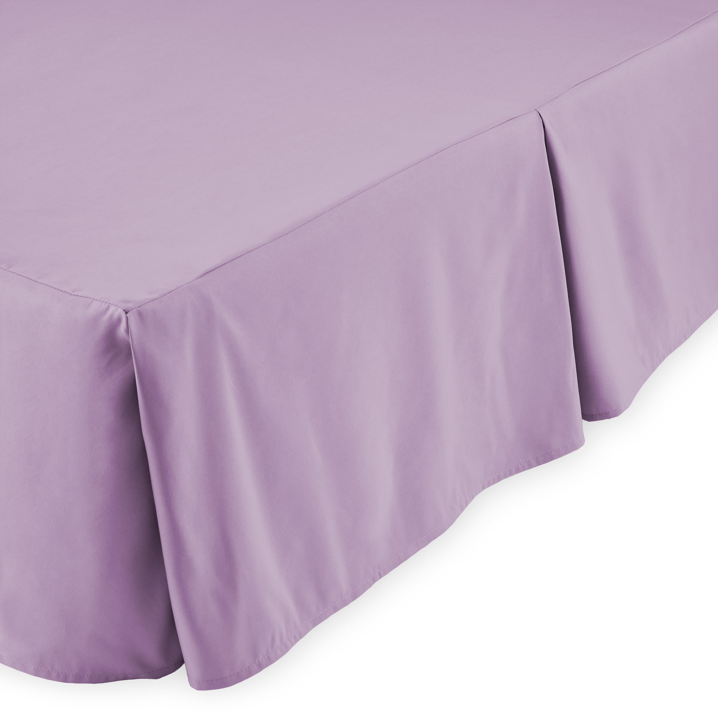 Bare Home Bed Skirt, Microfiber, Pleated, 15" Tailored Drop, Queen, Lavender