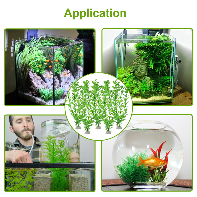 5pcs Aquarium Plants, EEEkit Decorative Artificial Green Plants Fish Tank  Supplies (11.8)