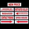 thumbnail image 3 of 8 Pack bundle of real estate rider signs 6"x24" NEW PRICE, SHOWN BY APPOINTMENT, MOTIVATED SELLER, REDUCED, OPEN HOUSE ARROW, CONTRACT PENDING, OPEN HOUSE, ARROW., 3 of 4