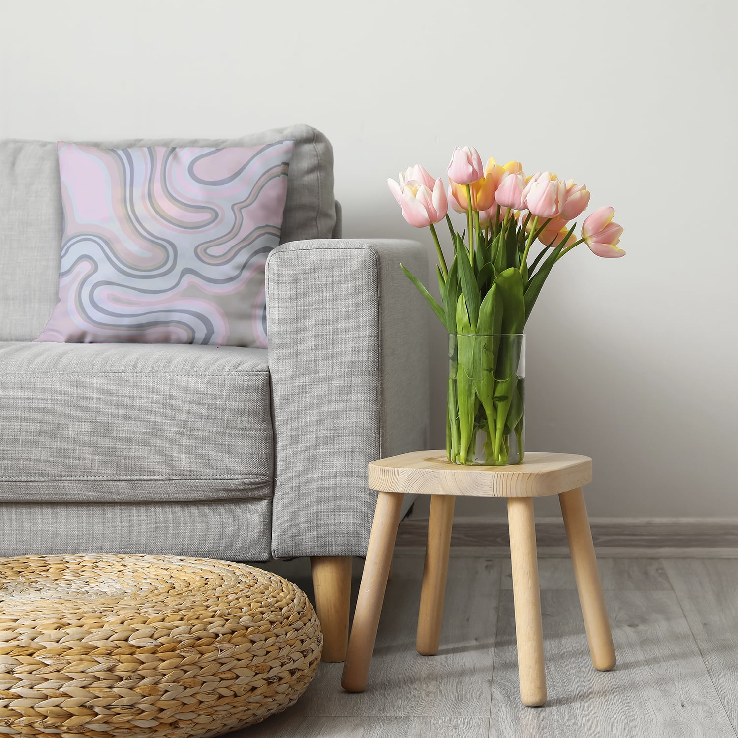 20" x 20" Simply Daisy Agate Polyester Accent Pillow, Pale Pink Qty 1
