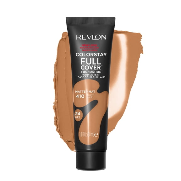 Revlon ColorStay Full Cover Longwear Matte Foundation, Heat & Sweat Resistant Lightweight Face Makeup, Toast (410), 1.0 oz