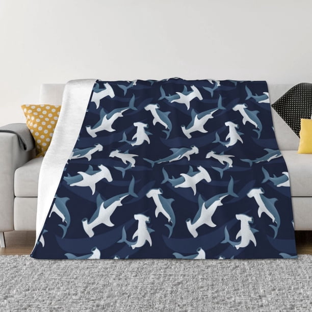 Fotbe Cute Shark Manta de Franela con Estampado, Manta Ultrasuave para Cama, Sofá, Auto, Hipoalergénica y Antibolitas-50"x40"