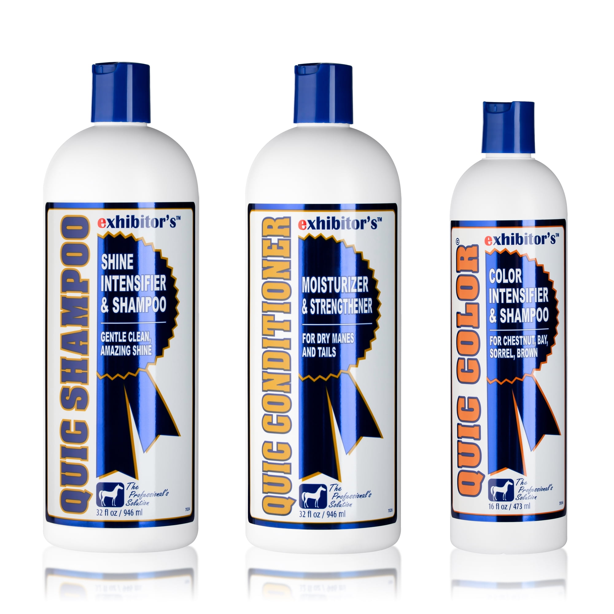 Exhibitor's Quic Color System – Includes 32 oz Quic Shampoo, 32 oz Quic Conditioner, and 16 oz Quic Color for Copper & Honey Highlights on Chestnuts, Sorrels, and Horses' Coats