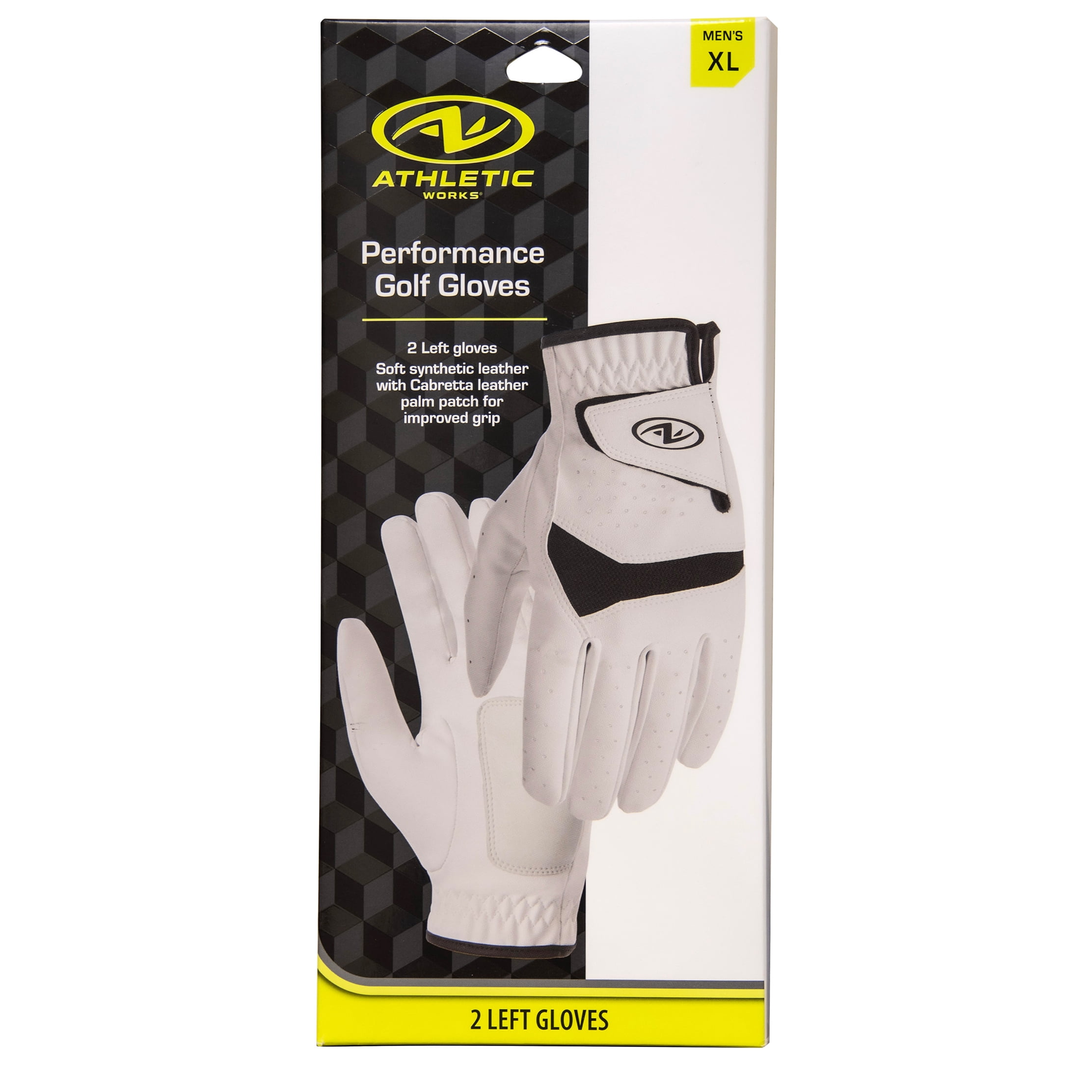 Athletic Works Performance Golf Glove, Right Handed, 2-Pack, XL