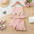 thumbnail image 2 of kpoplk Toddler Baby Girl Clothes Sleeveless Ruffle Bowknot Dress Top Kids Shorts Set Summer Outfits for Little Kids Girls Size 4-5 Years,Pink, 2 of 8