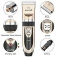 thumbnail image 3 of Oneisall P2 Low Noise Dog Grooming Kit, Rechargeable Cordless Dog Clippers for Grooming, Dog Grooming Clippers with 6 Guard Combs & 1 Steel Comb, Shaver Hair Clippers Set for Dogs Cats Pets - Gold, 3 of 8