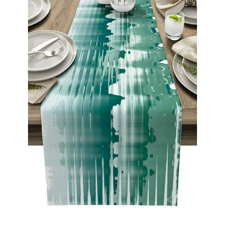 

Gradient Water Ripple Green Table Runner Home Party Decorative Tablecloth Cotton Linen Table Runners for Wedding