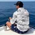 thumbnail image 5 of Bulopur Grey Camo Print Men’s Lightweight UV Protection Hoodie, Long Sleeve Fishing Rash Guard Shirt with Breathable Face Mask, UPF 50+ for Hiking and Surfing, 5 of 8