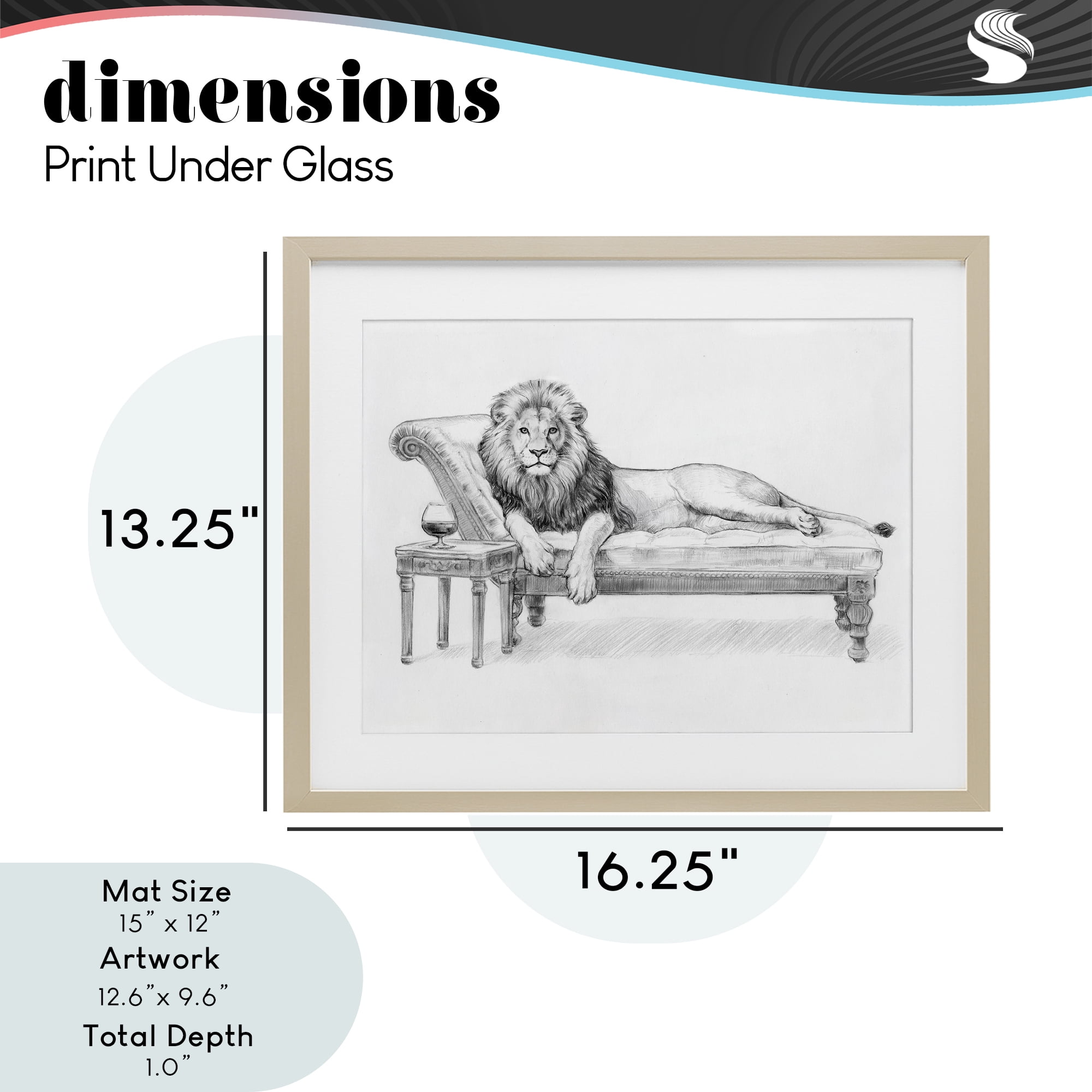 Stupell Industries Lounging Beast Lion Birch Framed Print Under Glass, design by Victoria Barnes