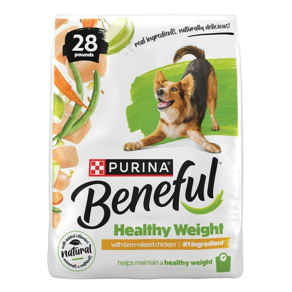 Purina Beneful Healthy Weight with Farm-Raised Chicken Natural Dog Food Dry Formula with Added Vitamins, Minerals and Nutrients, 28 lb Bag