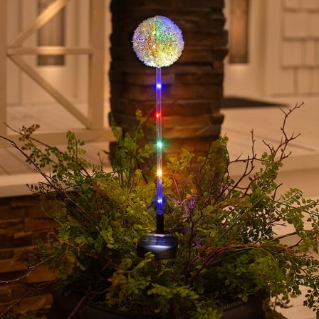 27 1/2" Flower Ball Solar-Powered Plastic Garden Stakes Set - 3 Pc.