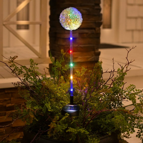 27 1/2" Flower Ball Solar-Powered Plastic Garden Stakes Set - 3 Pc.