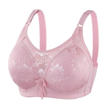 

zuwimk Sports Bra Women s Minimizer Bra Unlined Underwire Full Figure Lace Bra Plus Size Full Coverage Unpadded Bra Pink 42