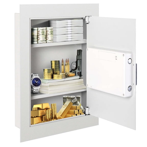 Digital Flat Recessed Wall Safe Home Security Lock Gun Cash Box Electronic