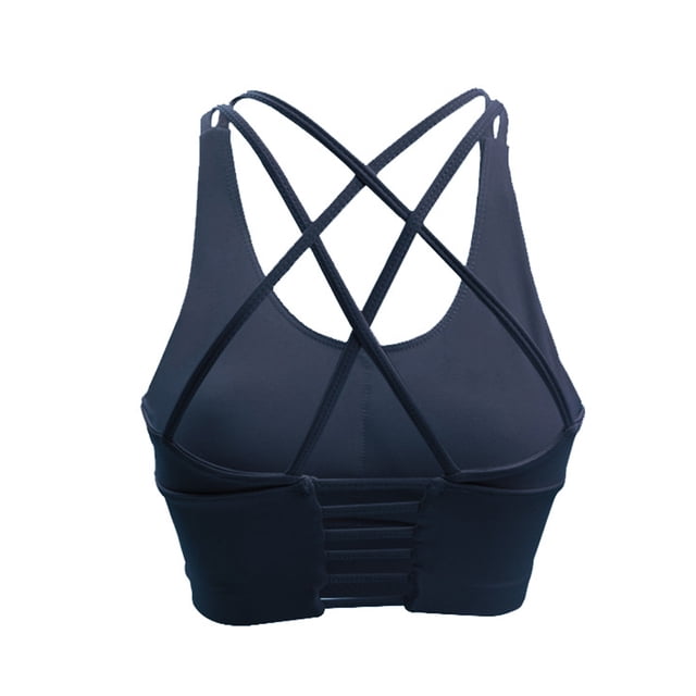 Ropa interior deportiva para mujer con almohadilla extraíble, sexy, con cordones en la espalda cruzada, chaleco de entrenamiento para yoga, color gris