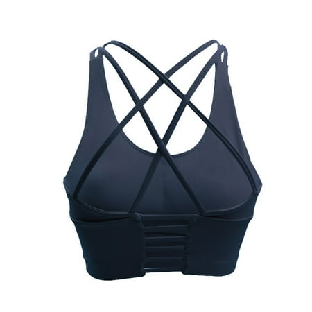 

Women s sports Underwear with removable Pad Sexy Cross Back lace-up Yoga Underwear Training Vest - Gray - L