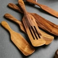 thumbnail image 4 of Juego de 4 o 5 utensilios de cocina de madera de teca para cucharas y utensilios de cocina antiadherentes. 4 piezas, 4 of 6