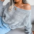 thumbnail image 2 of Vedolay Sweaters Women's Fall Winter Casual Puff Sleeve Crew Neck Loose Soft Pullover Sweater,Gray M, 2 of 4