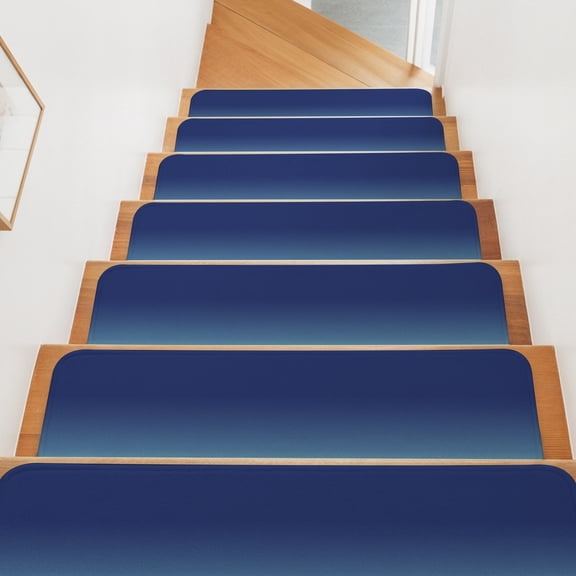 Stair Treads for Wooden Steps Indoor, Blue Ombre Stair Tread 4 Pack Adhesive Non Slip Carpet Stair Tread Mat Runner Rugs Gradient Gradual Color Staircase Step Treads for Kids Elders Dogs 8"x30"