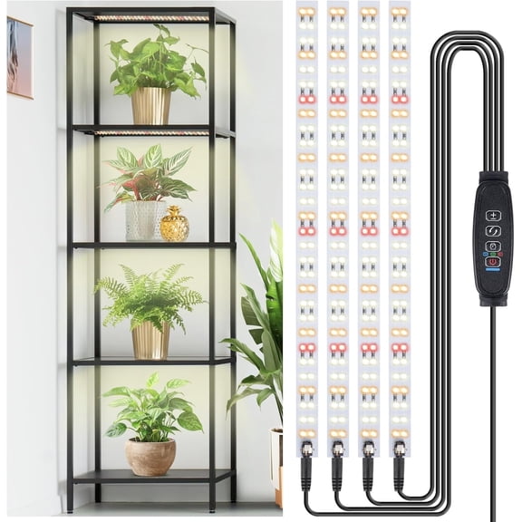 Aoksun Grow Light Strip for Indoor Plants Full Spectrum, Plant Lights for Indoor Growing with 10 Brightness Levels & Timer 4/8/12 Hours, 240 LED Grow Lights for Plant Growing, 1 Pack
