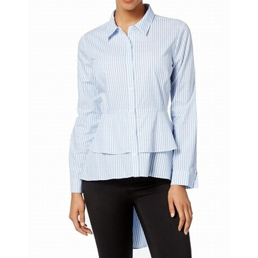 high low button down blouse