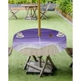 thumbnail image 4 of Hokiten Outdoor Tablecloths with Umbrella Hole & Zipper, Purple Ocean Waves Round Tablecloth 54 Inch, Beach Ocean Ombre Stripes Art Waterproof Table Cloth, Patio/Pool/Picnic Table Covers, 4 of 7