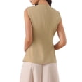 thumbnail image 3 of INSPIRE CHIC Women's Suit Vest Tops Work Sleeveless Button Down Blazer Waistcoat L Khaki, 3 of 5