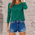 thumbnail image 6 of Yuanlook Women's Fashion Crew Neck Tops 3/4 Length Sleeve Business Casual Blouses Summer Tees Shirts - Green - M, 6 of 9