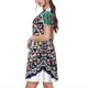 thumbnail image 2 of Balery Colorful With Blue Oriental Vestidos sueltos de manga corta para mujer, vestidos de verano 2025, vestidos casuales de corte A con vuelo., 2 of 6