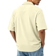 thumbnail image 4 of Domuza Men's Polo Shirts Short Sleeve with Pocket Cotton Pique T-Shirts 3 Buttons Casual Lightweight Breathable Moisture Wicking Golf Shirts Beige 2XL, 4 of 9