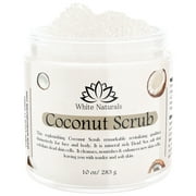Organic Coconut Scrub, Face and Body Exfoliating Scrub, Pure Coconut Oil Organic Scrub with Shea Butter, Vitamin E, Nourishing and Hydrating, Gentle Exfoliation and Cleansing 10 oz