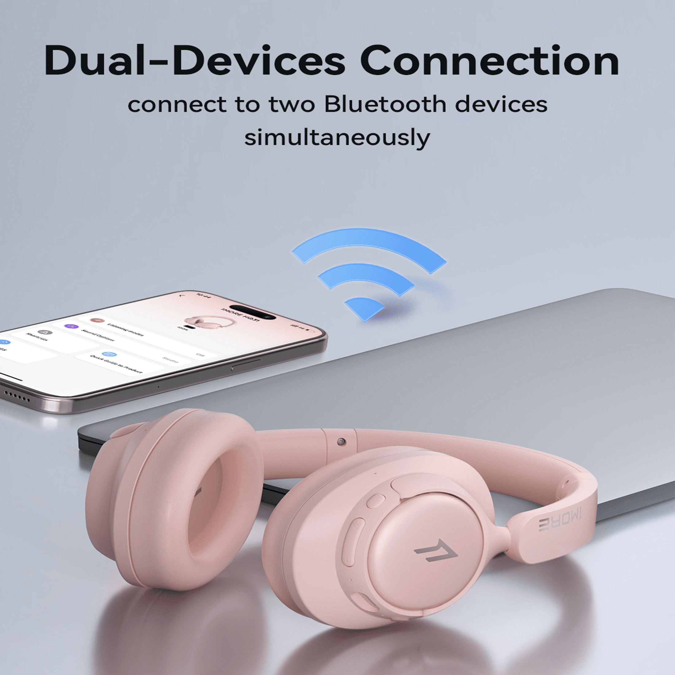 1MORE Sonoflow HQ31 Wireless Headphones with ANC, Hi-Res Audio, 90H Battery, Pink