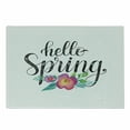 thumbnail image 1 of Hello Cutting Board, Hand Lettering Phrase of Hello Spring on Watercolor Floral Ornament in Lively Colors, Decorative Tempered Glass Cutting and Serving Board, Small Size, Multicolor, by Ambesonne, 1 of 1