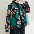 thumbnail image 5 of Penkiiy Chinese Style Big Floral Red Cotton Coat for Women Women's Winter Fashion Ethnic Style Flower Printed Flower Cotton Jacket Long Sleeve Button Cotton Coat, 5 of 7