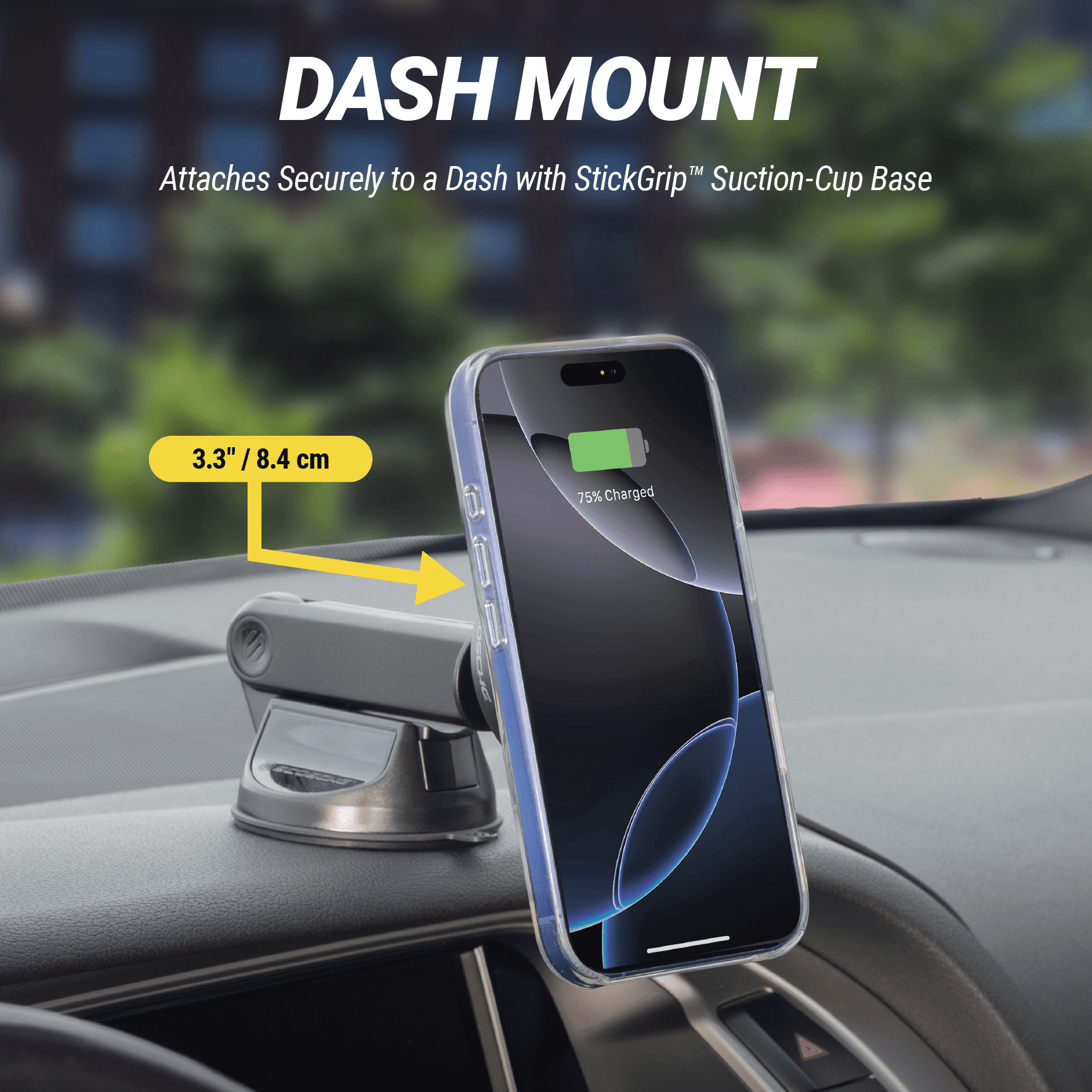Scosche MPQTRWDA Qi2 MagSafe 25W Fast Wireless Charge Magnetic Window/Dash Mount w/ Adjustable Arm