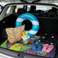 thumbnail image 2 of Bulopur All‑Weather Cargo Liner 29"x39" Rainbow Frog Leaf Car Trunk Mat, Stain‑Resistant Trippy Art Rear Trunk Cover, 2 of 7