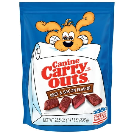 (2 pack) Canine Carry Outs Beef & Bacon Flavor Dog Treats, 22.5oz Bag