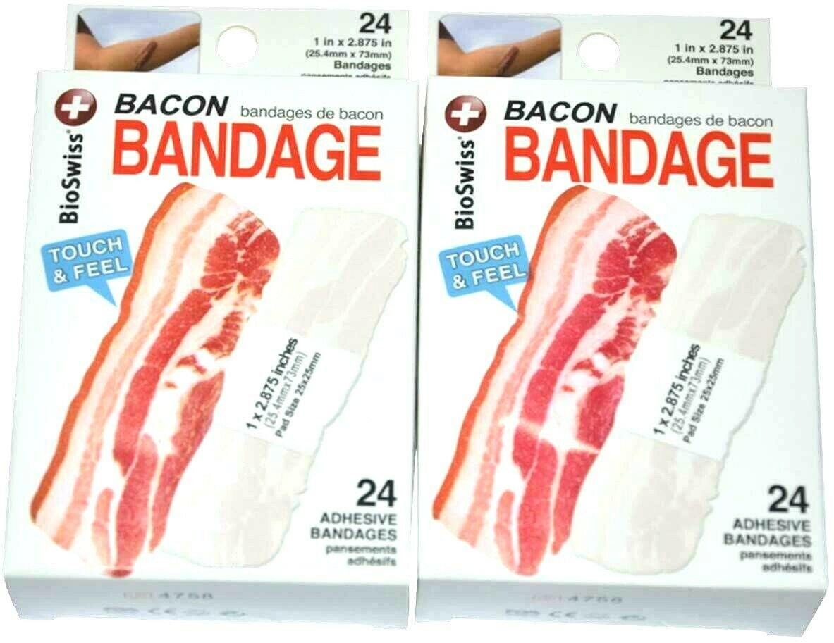 BioSwiss Novelty Bacon Fun Bandages (2 Boxes of 24 Bandages) Walmart