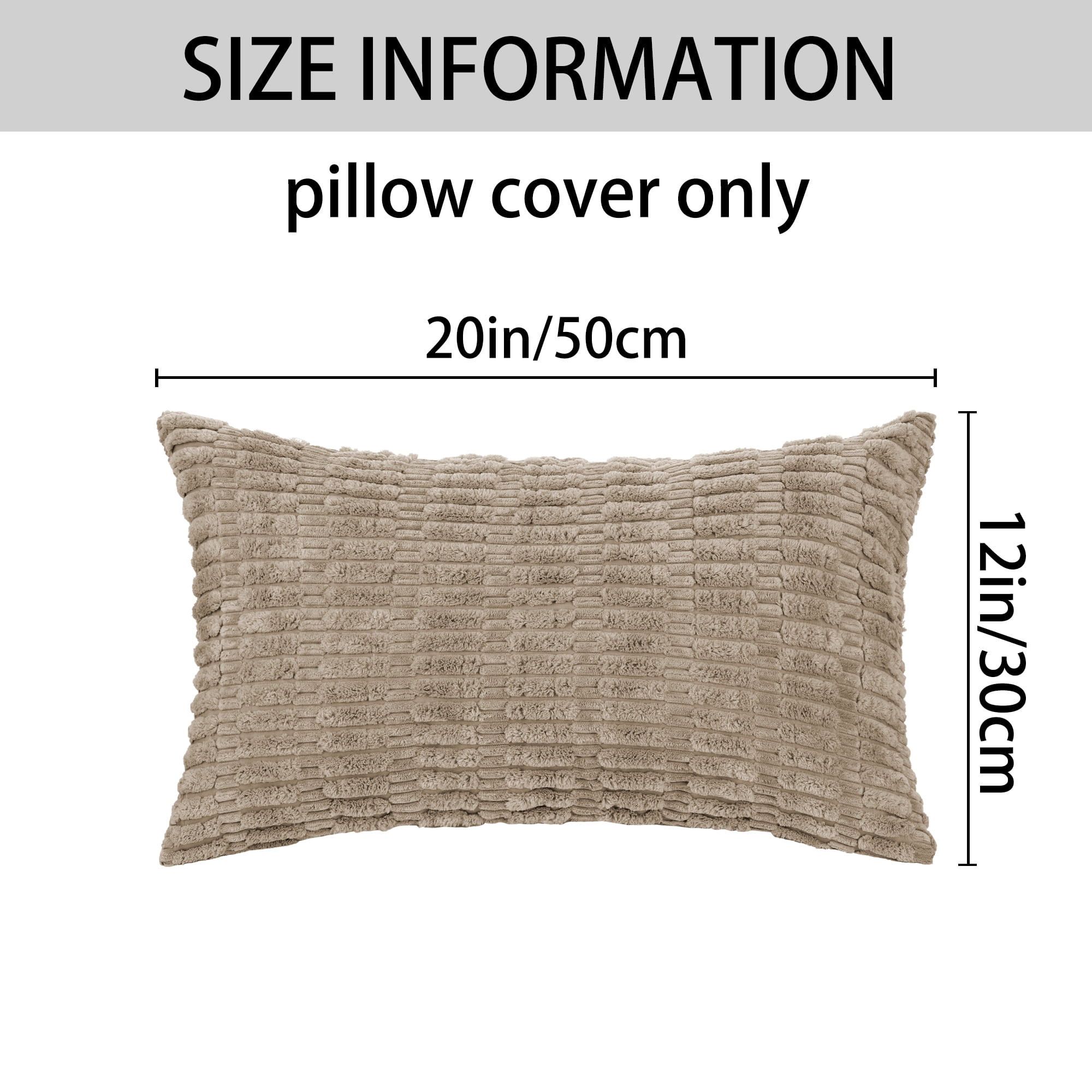 Unique Bargains Corduroy Soft Square Cushion Covers Modern Throw Pillow Covers (2 Count) Brown 12"x20"