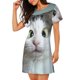 thumbnail image 2 of Easygdp Funny Cat Camisón de manga corta para mujer, informal, estampado, 2 of 6