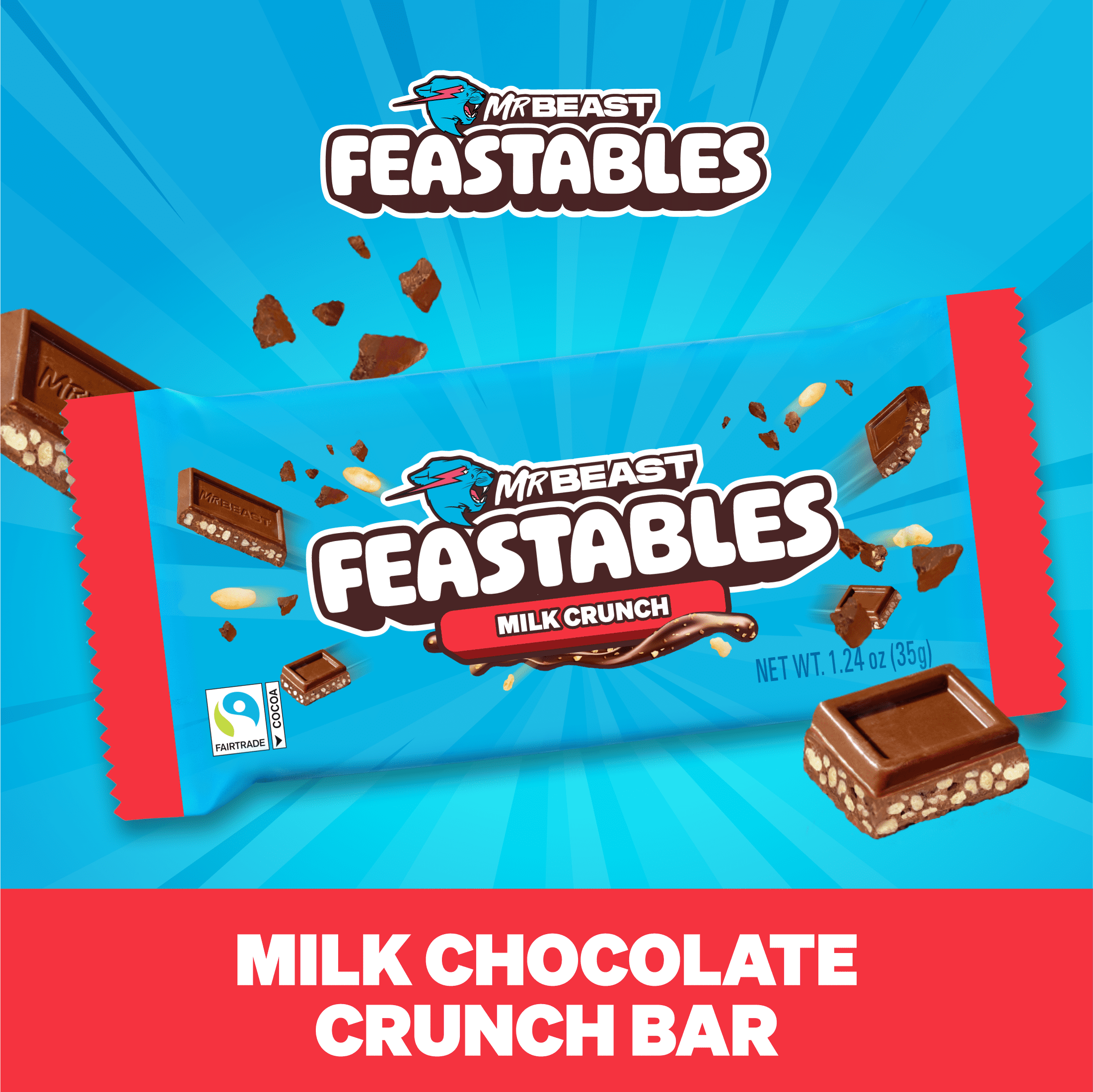Feastables MrBeast Improved Milk Chocolate Crunch Bar with Crispy