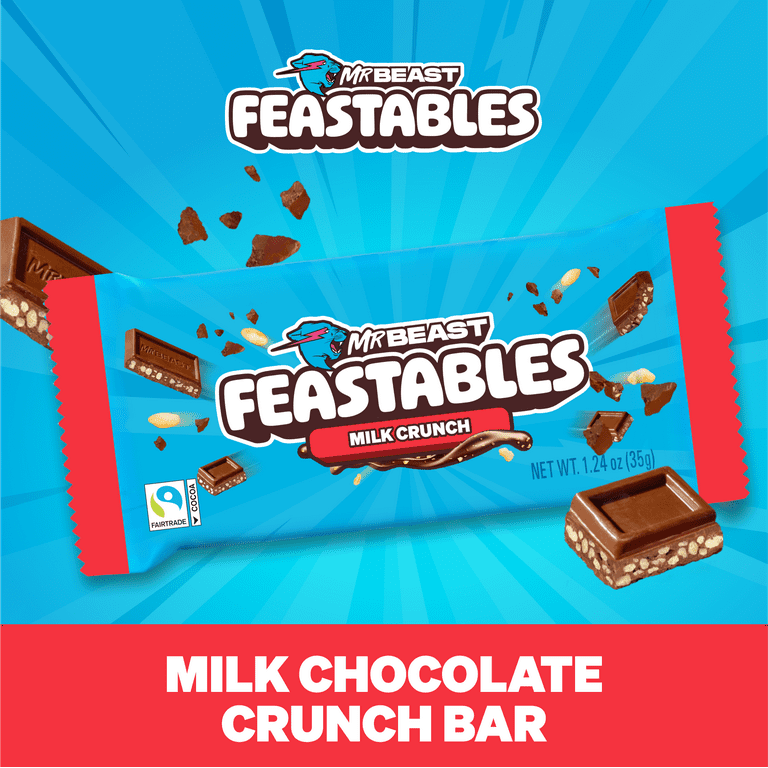 MrBeast Feastables ミルクチョコレート 1.24 oz Feastables MrBeast Improved Milk Chocolate Crunch Bar with Crispy