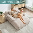 thumbnail image 5 of Homefun 61"Chenille Oversized Chaise Lounge Chair Indoor No Assembly Required Sofa Bed with side bag 3 Pillows, 5 of 8