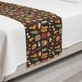 thumbnail image 2 of Autumn Bed Runner, Season Camp Items Marshmallow Hot Chocolate Campfire Pumpkin Fall, Decorative Accent Bedding Scarf for Hotels Homes and Guestrooms, Twin, Dark Taupe and Pale Orange, by Ambesonne, 2 of 2