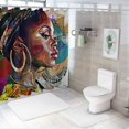thumbnail image 7 of Orinice Woman with Hoop Earrings Bathroom Decor Set Colorful Luxurious Graphic Print Polyester Fabric Chic Modern Shower Curtain with Hooks 69x72, 7 of 7
