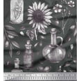 thumbnail image 1 of Soimoi Moss Georgette Fabric Sunflower & Jar Vintage Print Fabric by the Yard 42 Inch Wide, 1 of 1