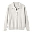 thumbnail image 5 of IUYRTFE Women Long Sleeve Collared Shirt Knit Sweater Solid Color Casual Pullover for Fall Winter Daily Wear, 5 of 5