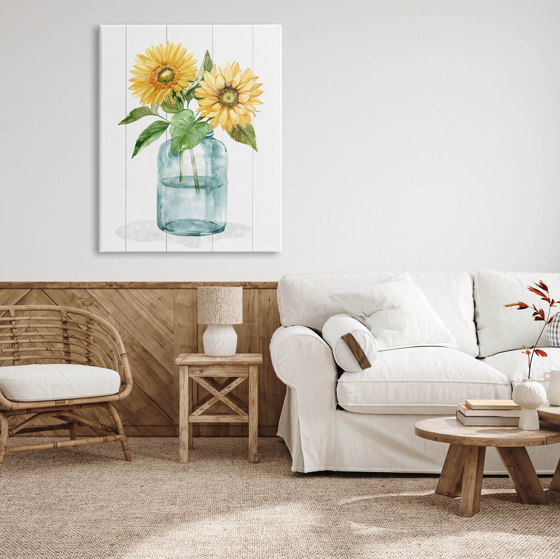 Stupell Industries Cottage Sunflower Blossom Vase Graphic Art Gallery Wrapped Canvas Print Wall Art, Design by Livi Finn