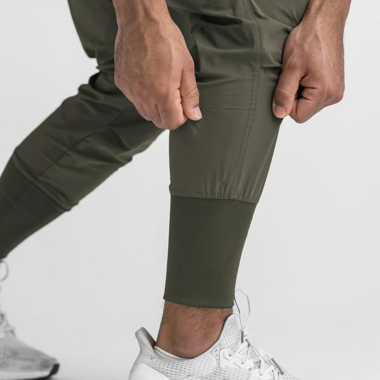 Aayomet Sweatpants For Men With Pockets Men's Pants Lightweight Quick Dry  Hiking Fishing Running Workout Active Pants 2 Zipper Pockets Open Bottom  Jogger,Army Green L 